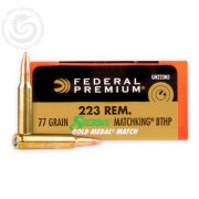 Federal Gold Medal Match 223 Rem 77 Gr Sierra MatchKing BTHP Box of 20