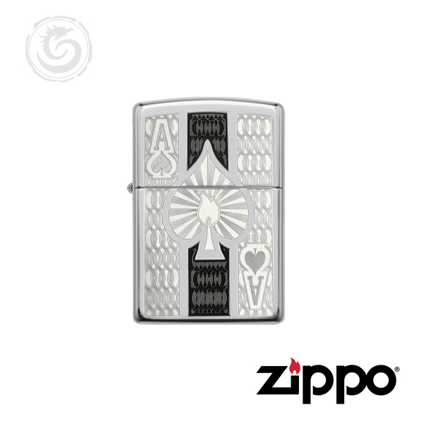 ZIPPO - Engraved Intricate Spade Chrome Windproof Lighter - 24196