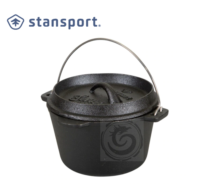Stansport 1 qt Pre-Seasoned Cast Iron Dutch Oven Flat Bottom