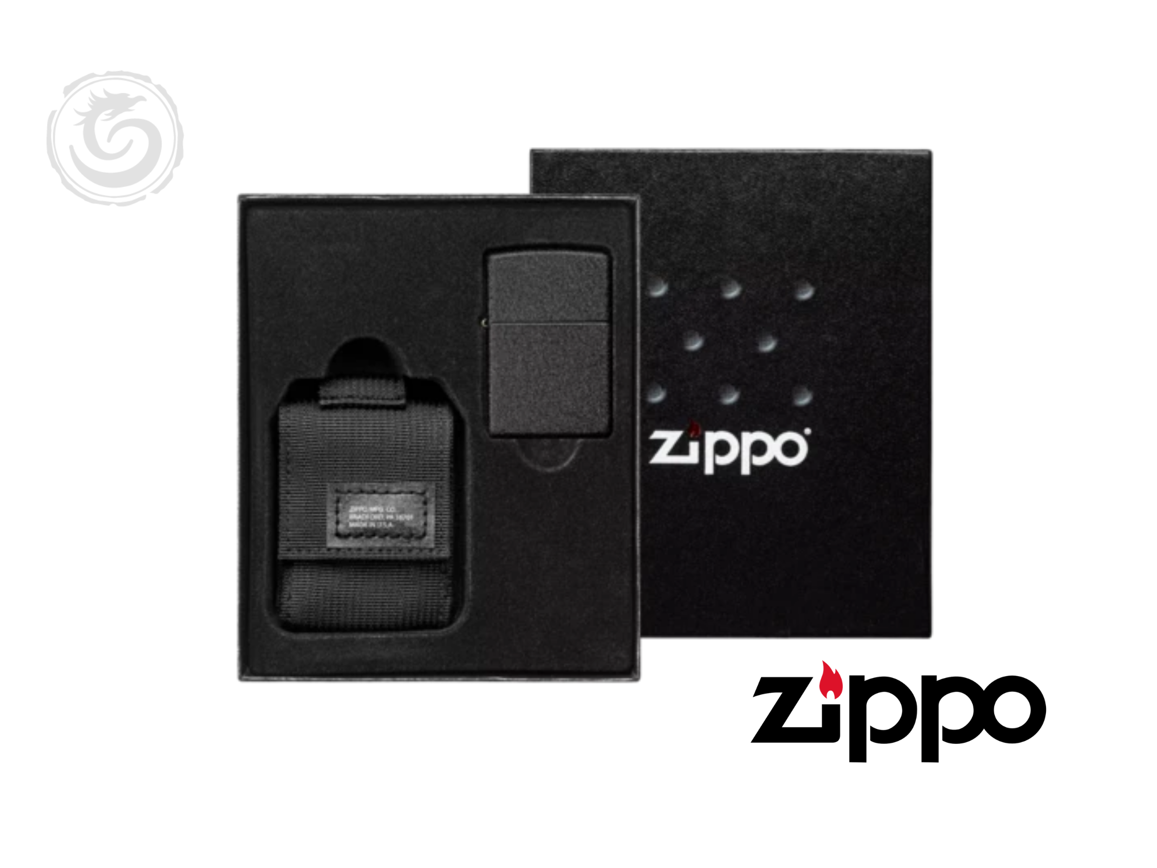 ZIPPO - Black Pouch and Black Crackle Lighter Gift Set - 49402