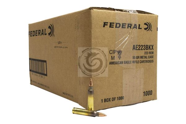 Federal AE223BKX 223 Rem 55 Gr FMJ Case of 1000