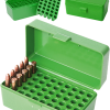 MTM Flip Top Rifle Ammo Box 22 Hornet/30 Carbine 50 Rds- Green