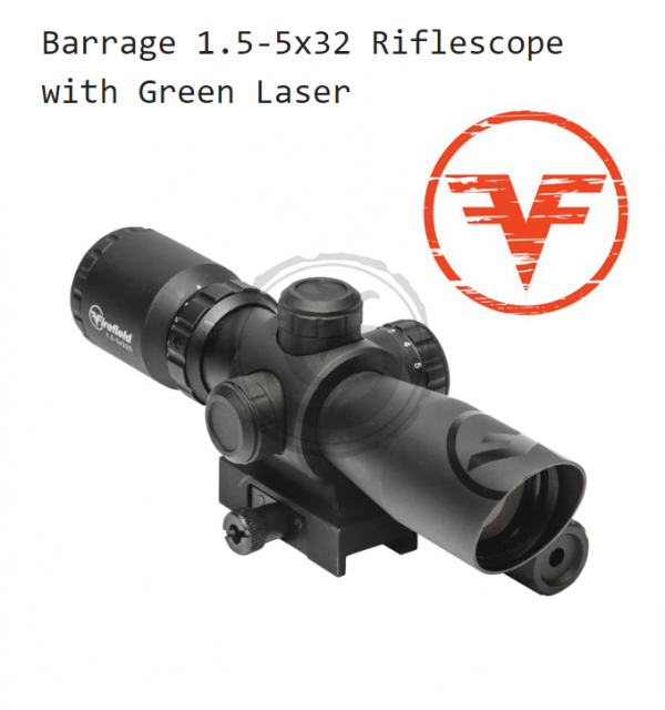 Firefield 1.5-5×32 Barrage Riflescope with Green Laser (Red-Green Mil-Dot Illuminated Reticle) – FF13063