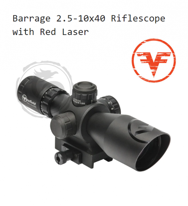 Firefield 2.5-10×40 Barrage Riflescope with Red Laser (Red-Green Mil-Dot Illuminated Reticle) – FF13065