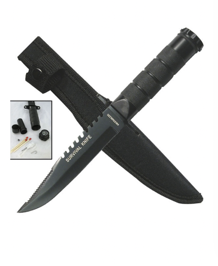 SURVIVOR - Fixed Blade Knife (Black Metal Handle) » Tenda Canada