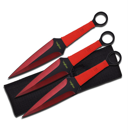 PERFECT POINT - Set of 3 Red Throwing Knives » Tenda Canada