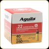 Aguila Super Extra 22 LR High-Velocity 40 Gr Copper Plated LRN Box of 250