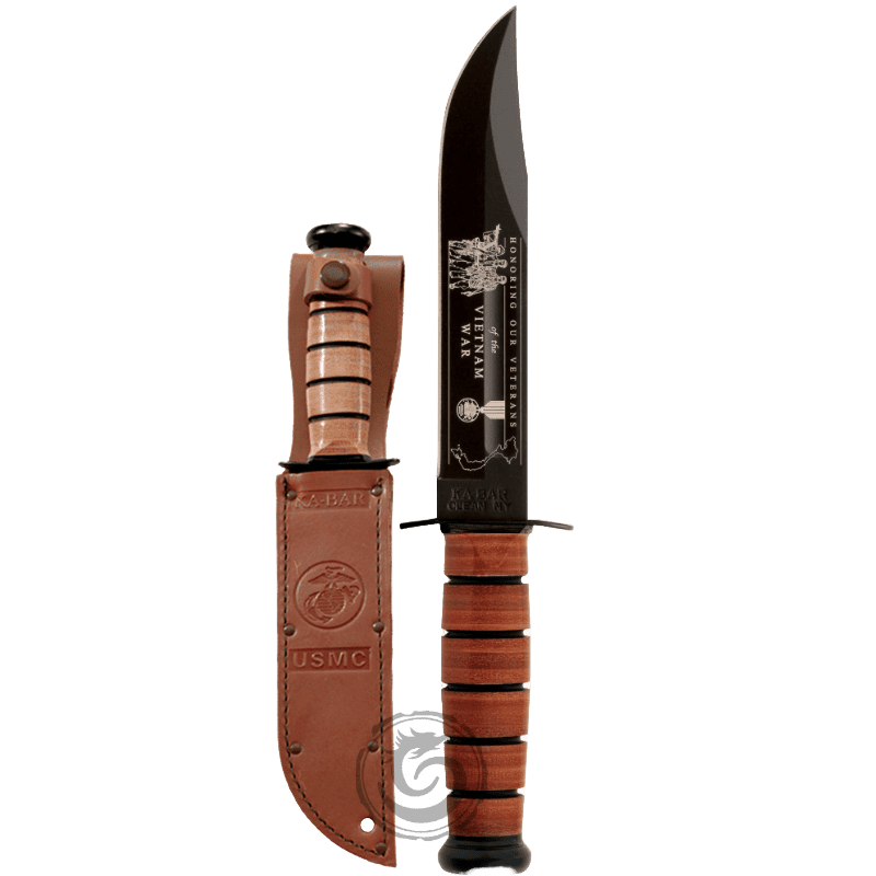 KA-BAR USMC Vietnam War Commemorative Knife w/ Leather Sheath » Tenda ...